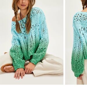 Free People Washed Away Boatneck Sweater NWT SZ XS